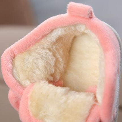 Baby Plus Velvet Thick Warm Coral Fleece Soft Bottom Non-slip Cotton Shoes, Size:18(Brown)-garmade.com