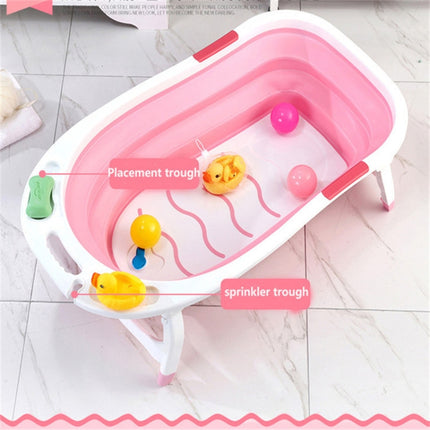 Baby Folding Bathtub Portable Plastic Baby Bath Shower Kids Bathtub(Pink)-garmade.com