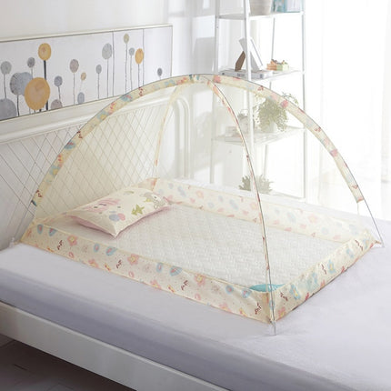 Spring and Summer Endless Children's Mosquito Net Baby Dome Free Installation(Yellow)-garmade.com