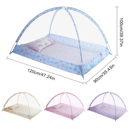 Spring and Summer Endless Children's Mosquito Net Baby Dome Free Installation(Yellow)-garmade.com