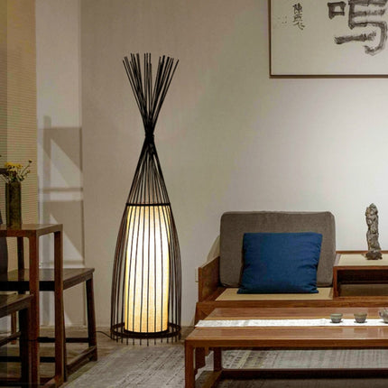 Creative Chinese Bamboo Floor Lamp, Size:390 x 1580 mm(Black)-garmade.com