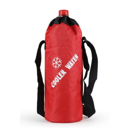 Oxford Cloth Cylindrical Ice Pack Portable Folding Drink Ice Pack Lunch Bag, Style:Drawstring / Red-garmade.com