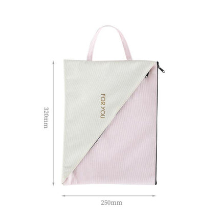 Double Layer Canvas Document File Support Office School Tote Bag Organizer Bag A4 Creative Zipper Storage Bag(Pink)-garmade.com