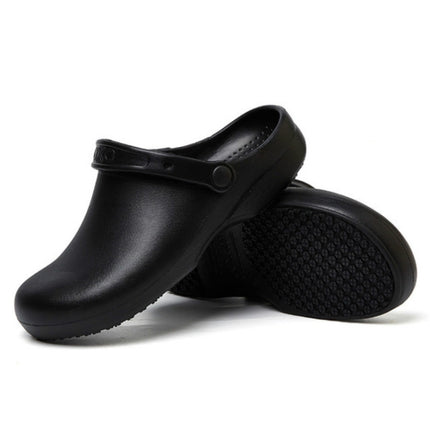 Kitchen Chef Shoes Food Service Non-slip Water-proof Oil-Proof Slippers, Size:37(Black)-garmade.com