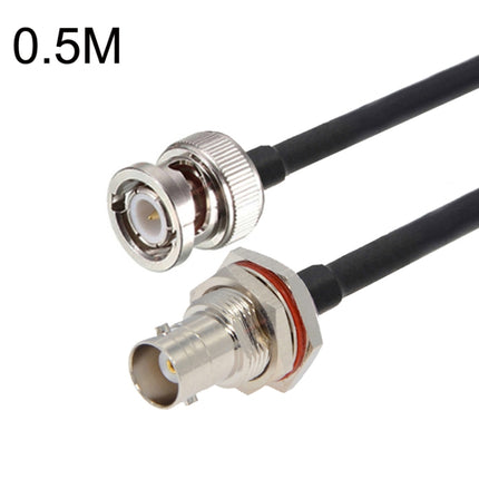 BNC Female With Waterproof Circle To BNC Male RG58 Coaxial Adapter Cable, Cable Length:0.5m-garmade.com