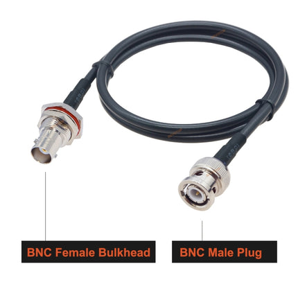 BNC Female With Waterproof Circle To BNC Male RG58 Coaxial Adapter Cable, Cable Length:1m-garmade.com