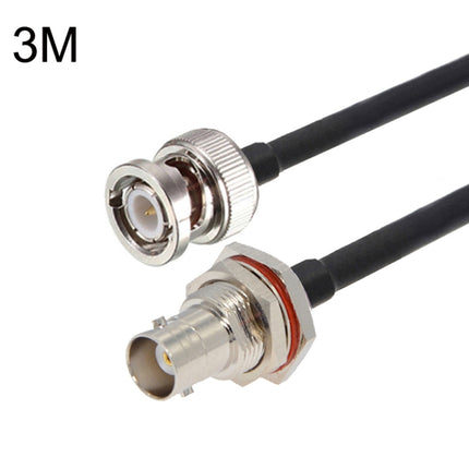 BNC Female With Waterproof Circle To BNC Male RG58 Coaxial Adapter Cable, Cable Length:3m-garmade.com