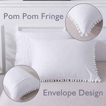 Princess Bedding Sets With Washed Ball Decorative Microfiber Fabric Cover Pillowcase, Size:Queen（Two Pillowcase and One Quilt）(Light Grey)-garmade.com