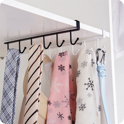 2 PCS Hooks Storage Rack Cup Towel Hanging Holder Bathroom Kitchen Cabinet Organizer(Black)-garmade.com