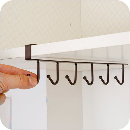 2 PCS Hooks Storage Rack Cup Towel Hanging Holder Bathroom Kitchen Cabinet Organizer(White)-garmade.com