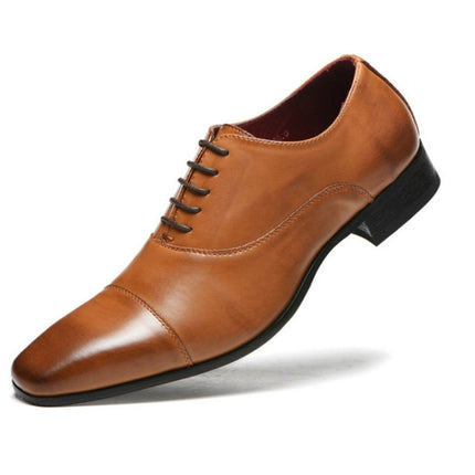Business Comfortable Formal Oxfords Leather Shoes, Size:44(Brown)-garmade.com