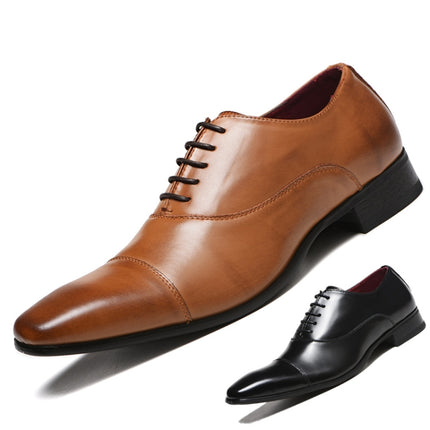 Business Comfortable Formal Oxfords Leather Shoes, Size:44(Brown)-garmade.com