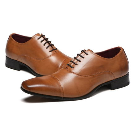 Business Comfortable Formal Oxfords Leather Shoes, Size:46(Brown)-garmade.com