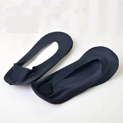 Sponge Pad Ice Silk Silicone Seamless Invisible Non-slip Sweat-absorbent Sailboat Socks(Black)-garmade.com