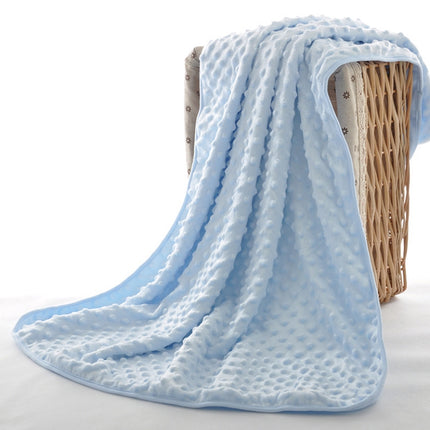 Spring and Autumn Double Layer Baby Knitted Fleece Blanket Bedding(Blue)-garmade.com