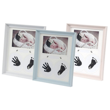 Desk Hanging Photo Frame PVC Baby Foot Hand Print Ink Pad Bedroom Wall Birthday Pictures Albums(Light Pink)-garmade.com