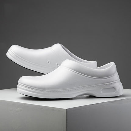Chef Shoes Non-slip Kitchen Shoes Canteen Chef Cleaning Work Shoes Hotel Work Shoes, Size:37(White)-garmade.com