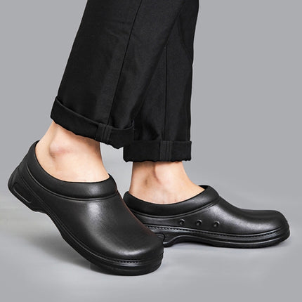 Chef Shoes Non-slip Kitchen Shoes Canteen Chef Cleaning Work Shoes Hotel Work Shoes, Size:37(Black)-garmade.com