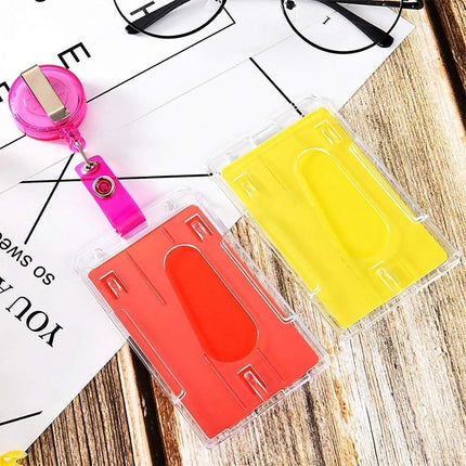 20 PCS Hard Plastic ID Badge Card Holder Integrated Injection Molded Transparent Double-sided Card Holder-garmade.com