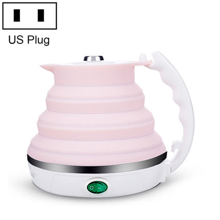 Portable Folding Silicone Intelligent Constant Temperature Travel Camping Electric Kettle, Power cord specification:US Plug(Pink)-garmade.com