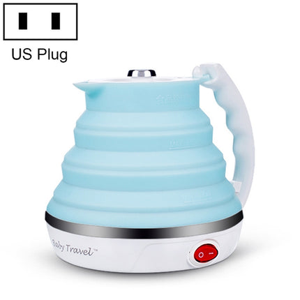 Portable Folding Silicone Intelligent Constant Temperature Travel Camping Electric Kettle, Power cord specification:US Plug(Blue)-garmade.com