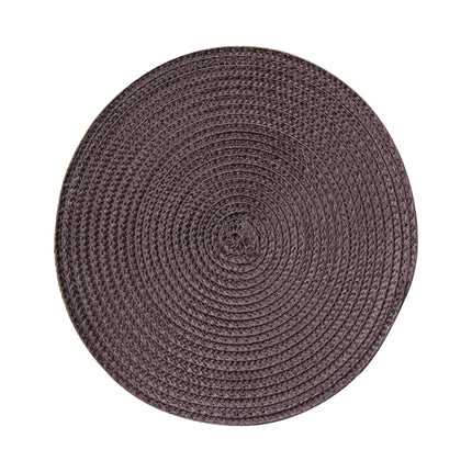 PP Environmentally Friendly Hand-woven Placemat Insulation Mat Decoration, Size:38cm(Red-brown)-garmade.com