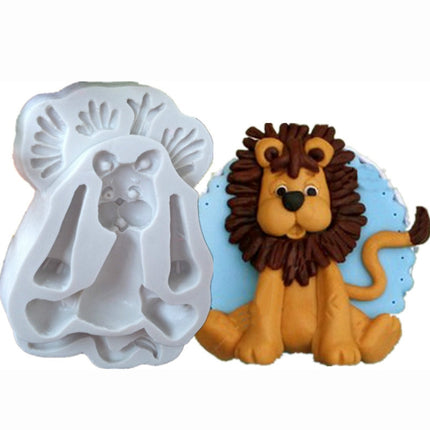 2 PCS 3D Animal Shape Silicone Form Fondant Cake Biscuit Molds(Lion)-garmade.com