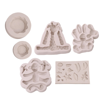 2 PCS 3D Animal Shape Silicone Form Fondant Cake Biscuit Molds(Giraffe)-garmade.com
