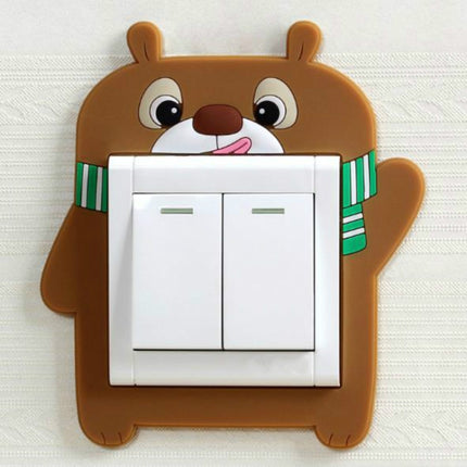 2 PCS Luminous Switch Stickers Protection Cover Wall Stickers Creative Living Room Bedroom Lamp Wall Socket Decorative Cover(Lele Bear)-garmade.com