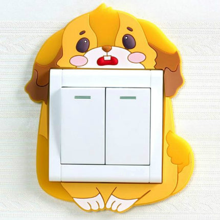 2 PCS Luminous Switch Stickers Protection Cover Wall Stickers Creative Living Room Bedroom Lamp Wall Socket Decorative Cover(Small Yellow Dog)-garmade.com
