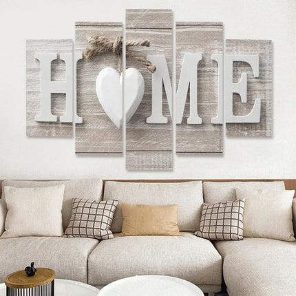 5 PCS Canvas Printing Love HOME Frameless Wall Art Pictures for Home Living Room Bedroom Decoration, Size:20x30cm x2,20x40cm x2,20x50cm x1-garmade.com