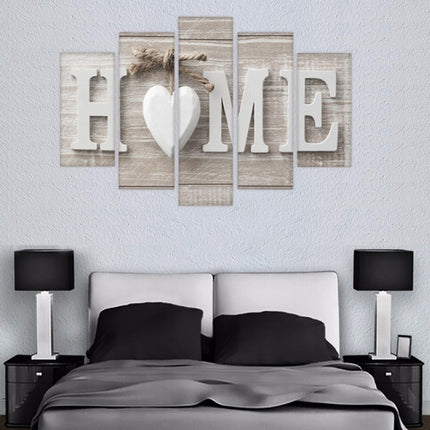 5 PCS Canvas Printing Love HOME Frameless Wall Art Pictures for Home Living Room Bedroom Decoration, Size:20x30cm x2,20x40cm x2,20x50cm x1-garmade.com