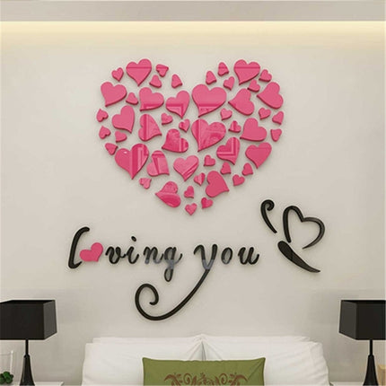 Love Heart DIY Removable Wall Stickers Room Decor 3d Wall Stickers, Size: 40cm x 40cm(Pink)-garmade.com