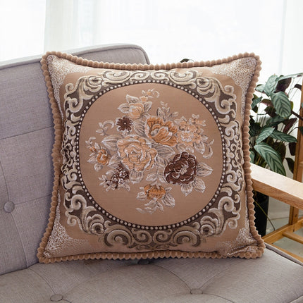 Embroidered Retro Home Sofa Cushion Pillow Cover, Size:48*48cm without Core(Coffe)-garmade.com