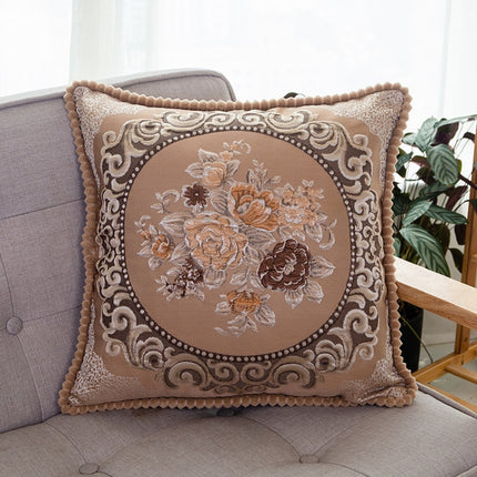 Embroidered Retro Home Sofa Cushion Pillow Cover, Size:58*58cm without Core(Coffe)-garmade.com