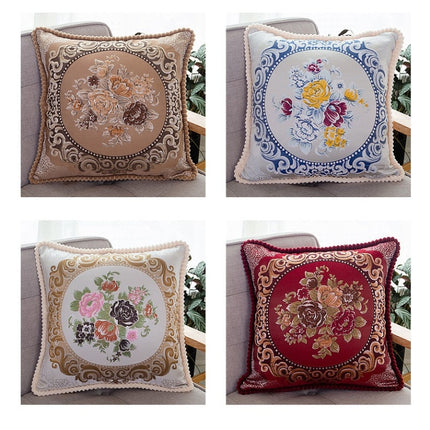 Embroidered Retro Home Sofa Cushion Pillow Cover, Size:58*58cm without Core(Light Coffee)-garmade.com