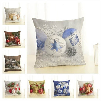 Christmas Decoration Cotton and Linen Pillow Office Home Cushion Without Pillow, Size:45x45cm(White Snow)-garmade.com