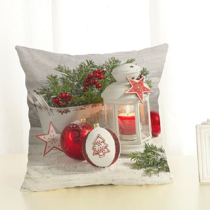 Christmas Decoration Cotton and Linen Pillow Office Home Cushion Without Pillow, Size:45x45cm(Star Christmas)-garmade.com