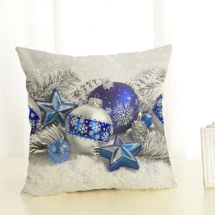 Christmas Decoration Cotton and Linen Pillow Office Home Cushion Without Pillow, Size:45x45cm(Blue Star)-garmade.com
