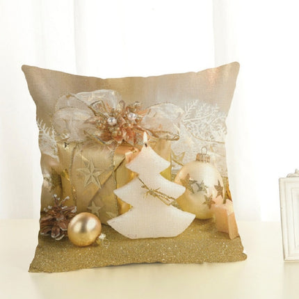 Christmas Decoration Cotton and Linen Pillow Office Home Cushion Without Pillow, Size:45x45cm(White Christmas Tree)-garmade.com