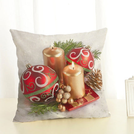 Christmas Decoration Cotton and Linen Pillow Office Home Cushion Without Pillow, Size:45x45cm(Golden Candle)-garmade.com
