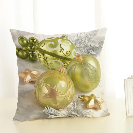 Christmas Decoration Cotton and Linen Pillow Office Home Cushion Without Pillow, Size:45x45cm(Green Christmas)-garmade.com