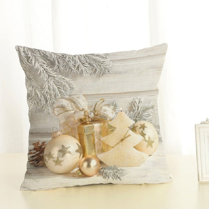 Christmas Decoration Cotton and Linen Pillow Office Home Cushion Without Pillow, Size:45x45cm(Golden Gift)-garmade.com