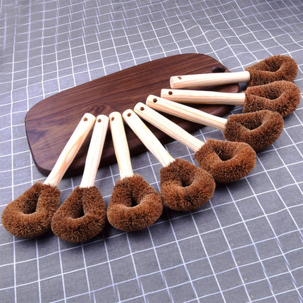 10 PCS Natural Coconut Palm Non-stick Oil Long Handle Pot Brush Cleaning Brush Kitchen Cleaning Tool-garmade.com