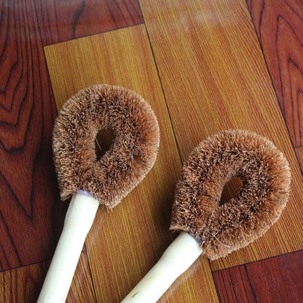 10 PCS Natural Coconut Palm Non-stick Oil Long Handle Pot Brush Cleaning Brush Kitchen Cleaning Tool-garmade.com