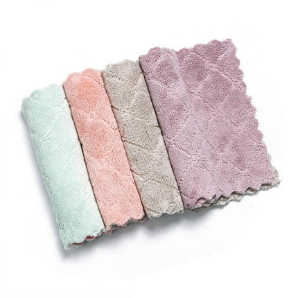 Kitchen Rag Double-sided Water-absorbing Wipe Sink Dish Rag Non Stick Oil Furniture Cleaning Cloth Random Color Delivery, Quantity:5 PCS-garmade.com