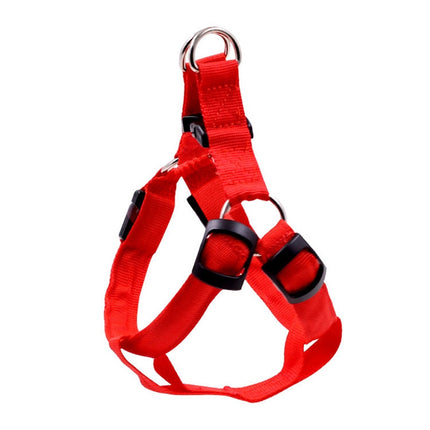 Double Sided LED Light Pet Harness Nylon Cat Dog Chest Strap Leash, Size:S(Red)-garmade.com