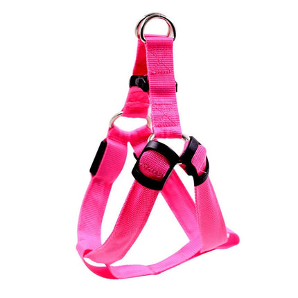Double Sided LED Light Pet Harness Nylon Cat Dog Chest Strap Leash, Size:S(Pink)-garmade.com
