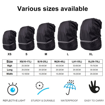Reflective Light Waterproof Dustproof Backpack Rain Cover Portable Ultralight Shoulder Bag Protect Cover, Size:XS(Black)-garmade.com