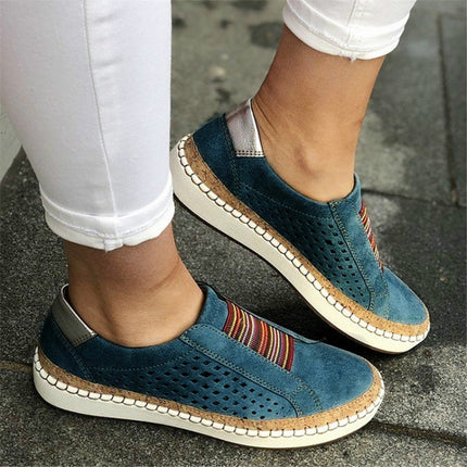 Women Breathable Hollow Out Female Casual Flats Shoes, Size:39(Green)-garmade.com